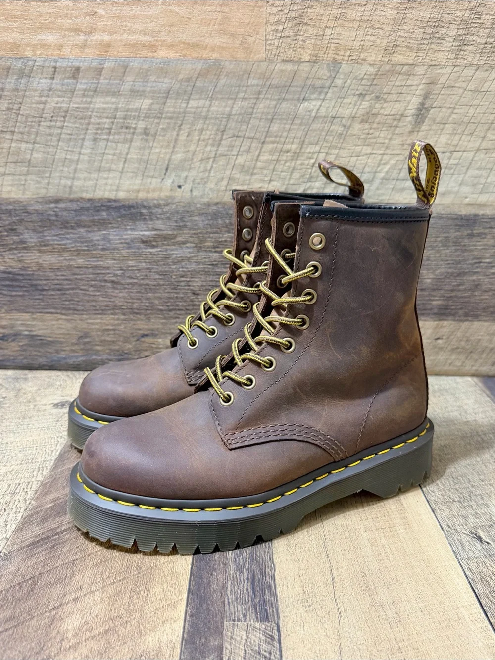 Dr. Martens 1460 Crazy Horse BEX Brown Leather Lace Up Boot Size 6 Men / 7 Women